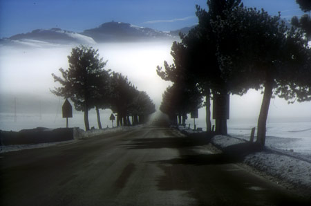Nebbia a -15, sulla strada per Roccaraso