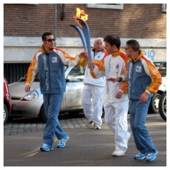 La Fiamma Olimpica a Roma - Cambio di tedoforo