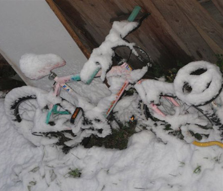 Bicicletta sotto la neve