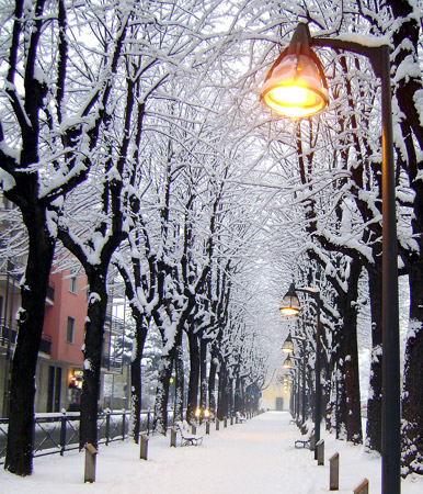 Neve nell'hinterland milanese